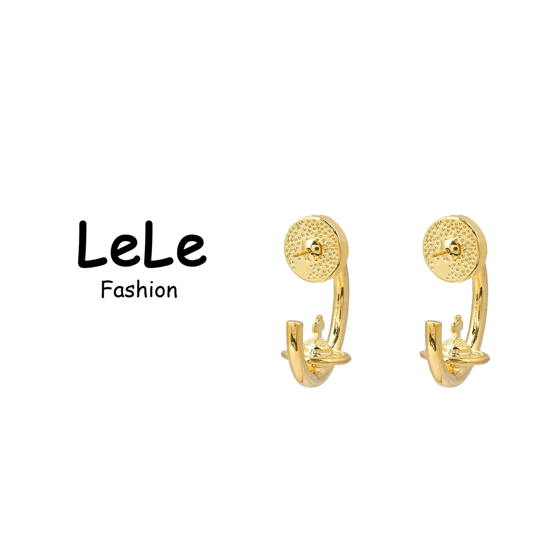 铜合金耳饰 【1077】LeLe 耳钉 土星立体设计师款气质精致