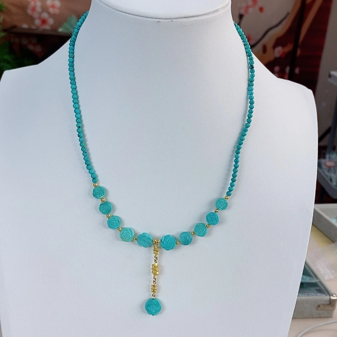 绿松石珠宝奇石18K金镶嵌