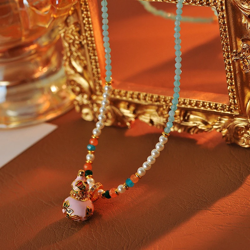 铜合金项链 e306---新中式时尚百搭葫芦项链