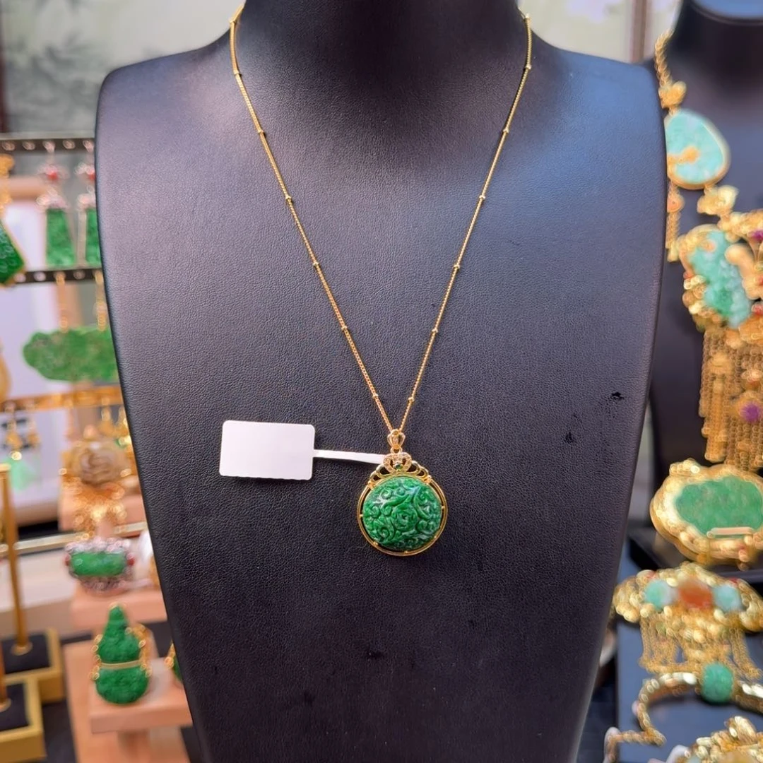 翡翠未镶嵌颈饰福利款花青吊坠