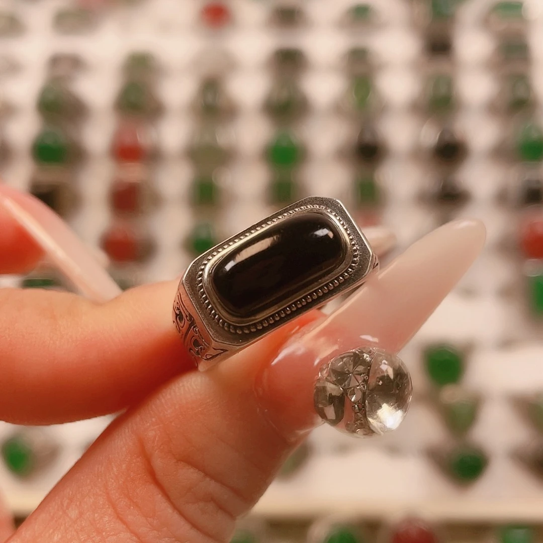 银S925镶嵌戒指玛瑙/玉髓