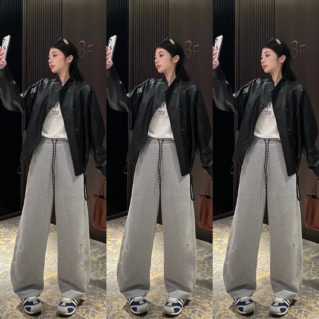 六六秋款弯刀裤韩版休闲刺绣卫裤305