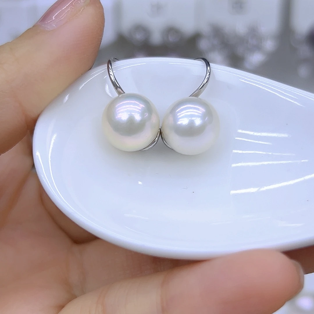 银S925镶嵌耳饰淡水珍珠