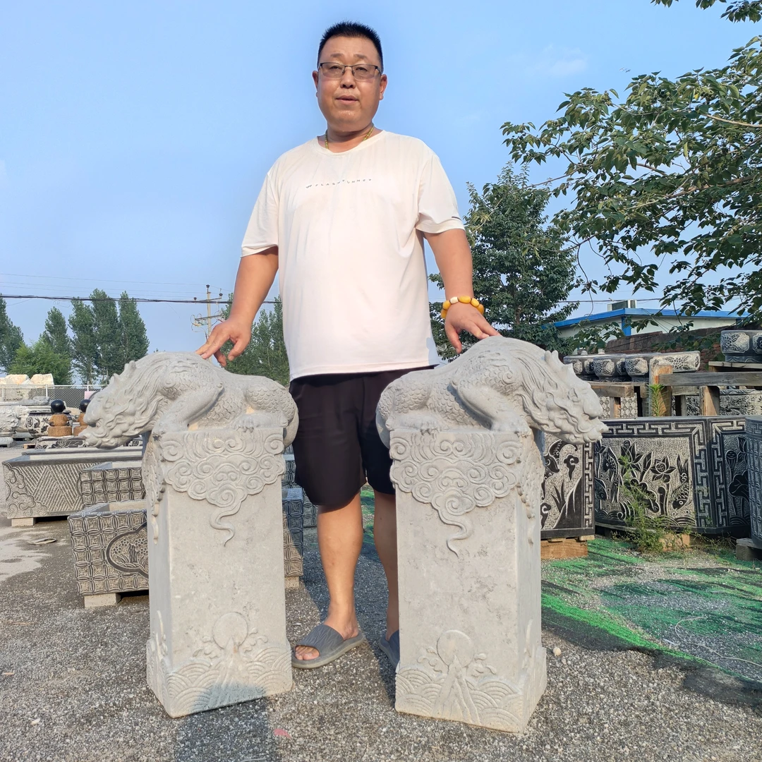 包邮青石吸水兽吸财兽避水兽石雕龙九子蚣蝮栓马桩石柱子庭院摆放