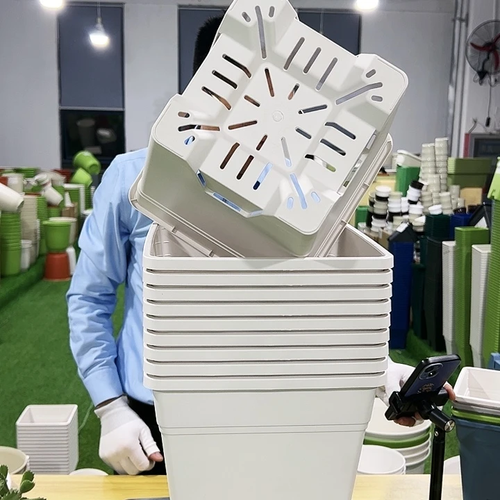 正品方盆口26高29白色3只无托