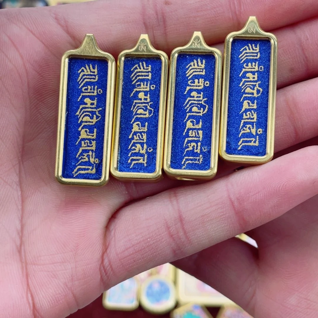 吊坠纯手绘唐卡小金条经文