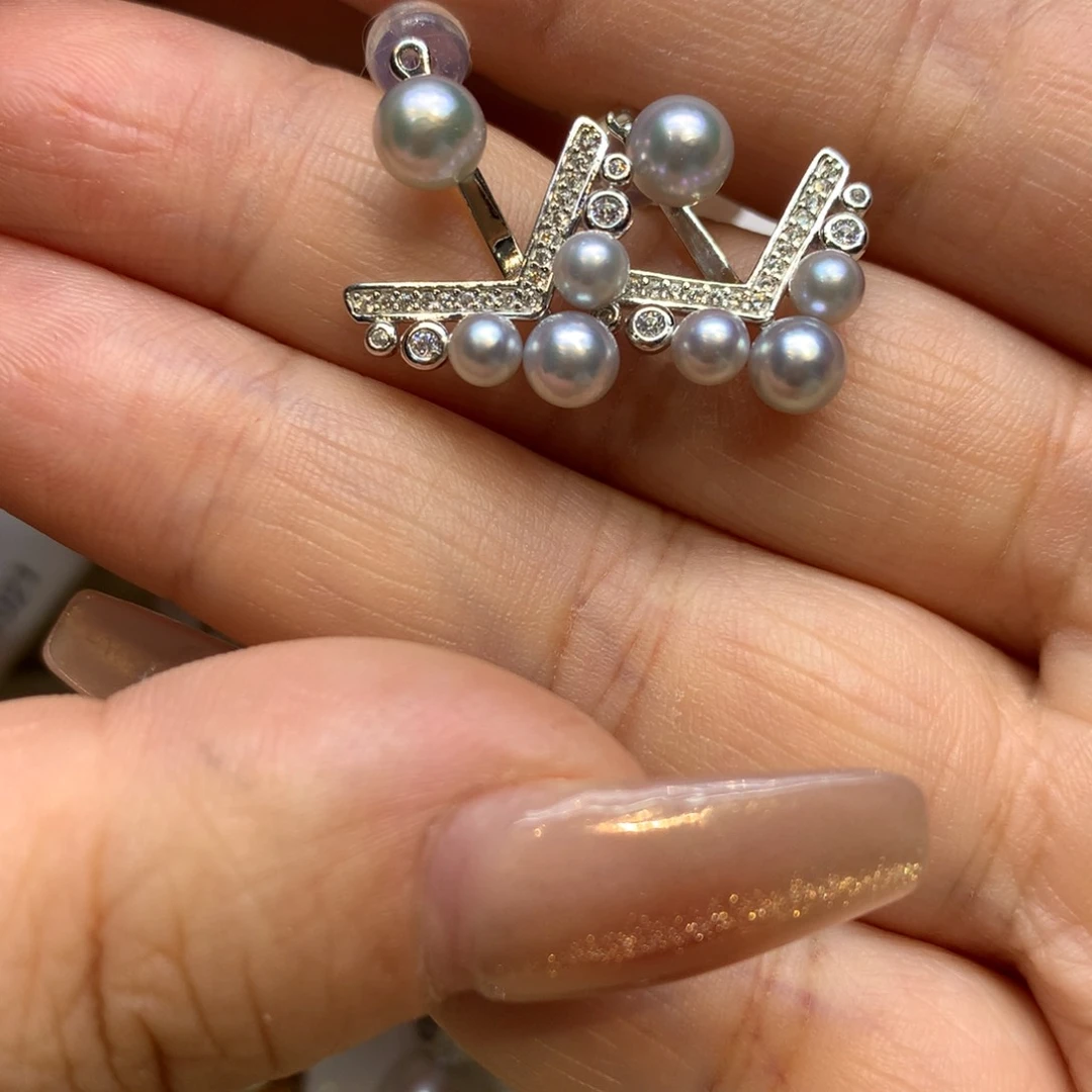 银S925镶嵌耳饰海水珍珠