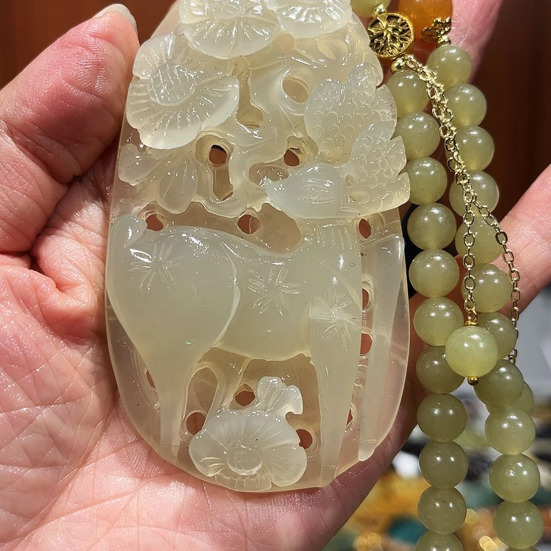 岫玉未镶嵌毛衣链