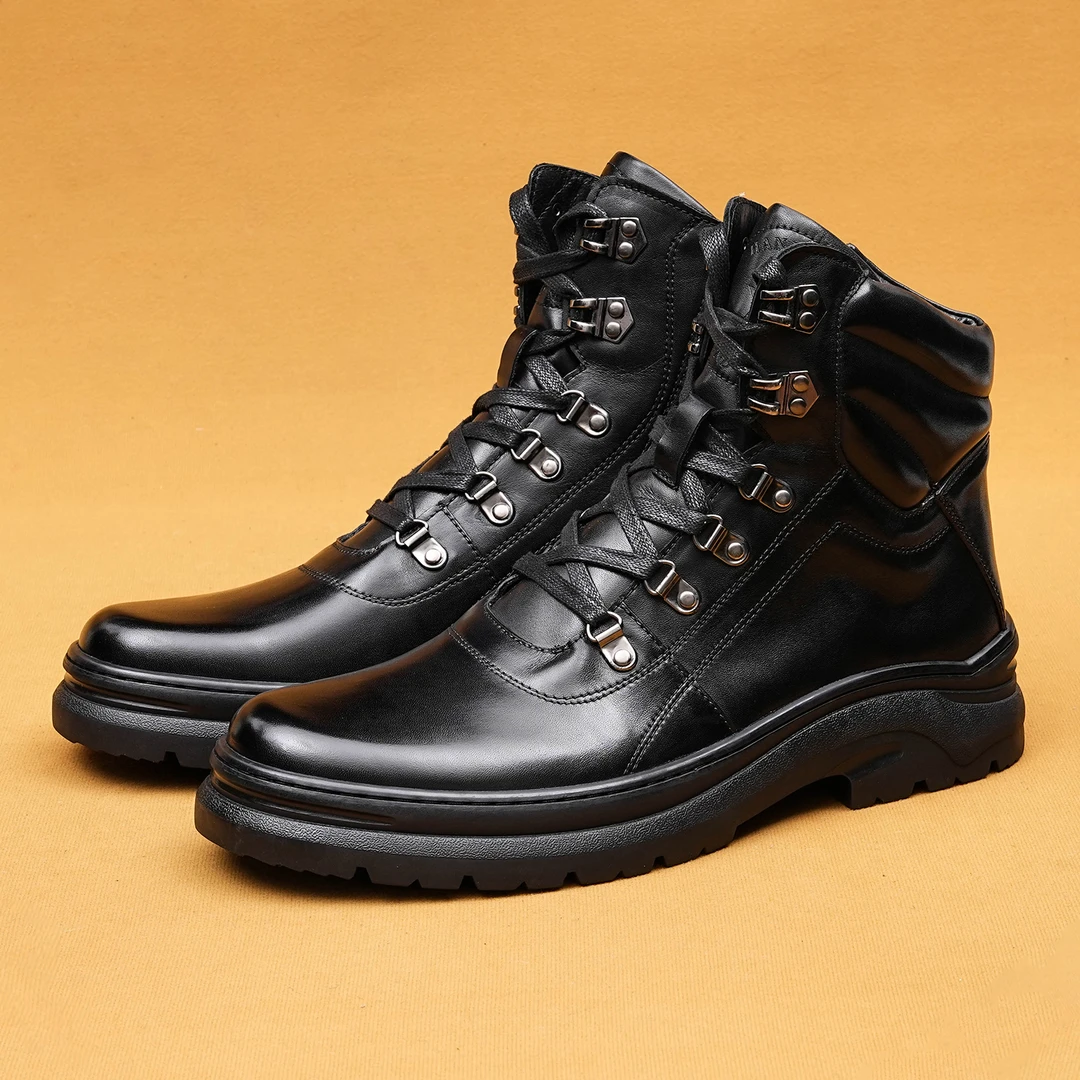 厚底骑士靴男士真皮马丁靴欧美机车皮靴英伦风短皮靴时尚潮流靴子