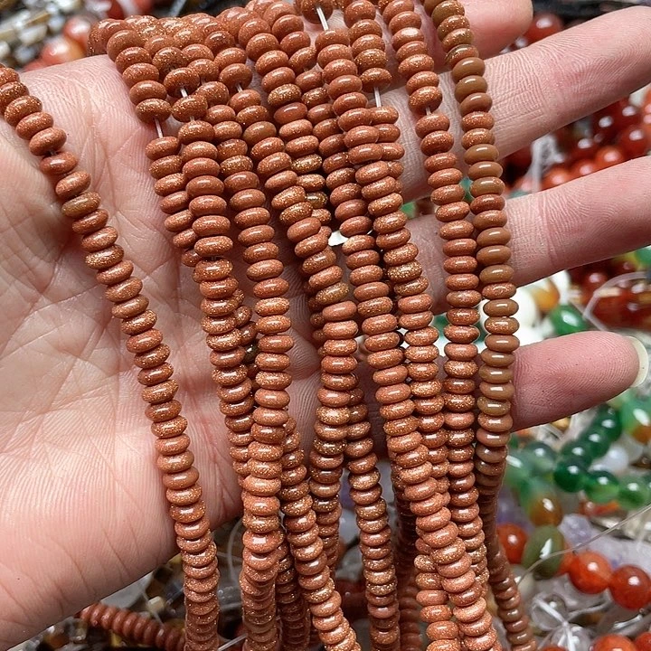 玛瑙/玉髓珠宝半成品未镶嵌一条6mm金沙算盘
