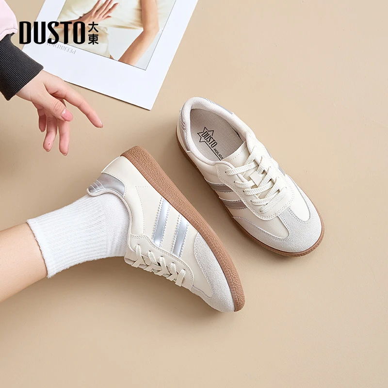 大东德训鞋女生2025春季新款时尚休闲运动板鞋平底系带鞋子女3345
