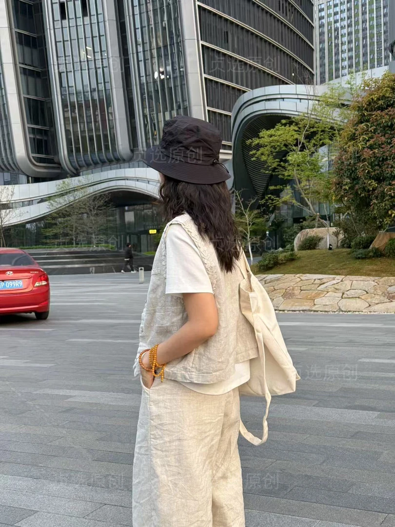 D138-高级感无袖花边亚麻衬衫休闲百搭夏季小衫上衣