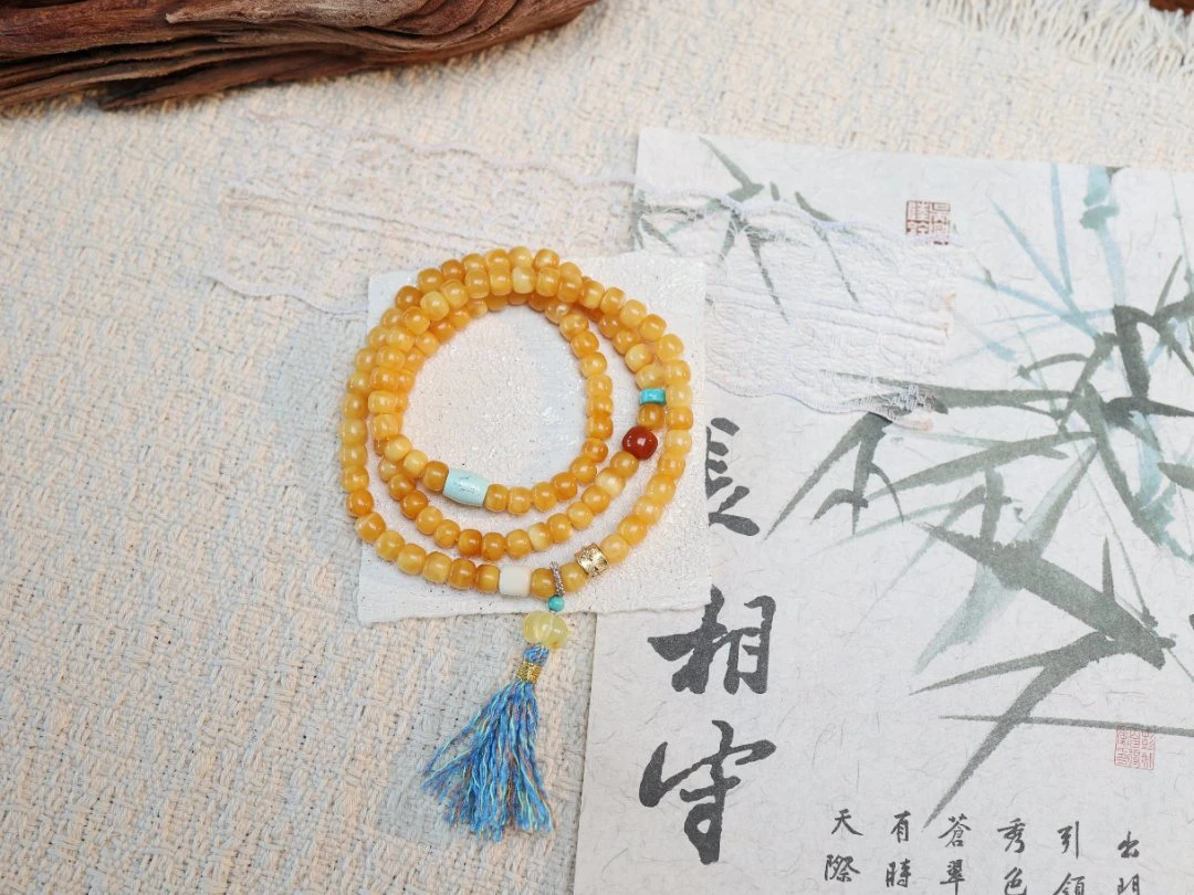 蜜蜡s925三圈手串「光屿集|编码C0003」