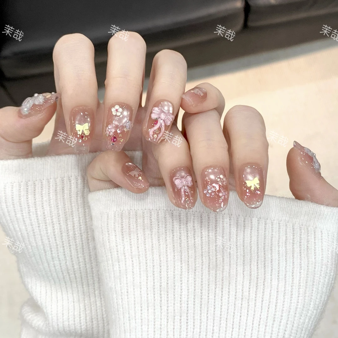 茉哉【仙女茶会】纯手工定制美甲拆卸穿戴甲A3634