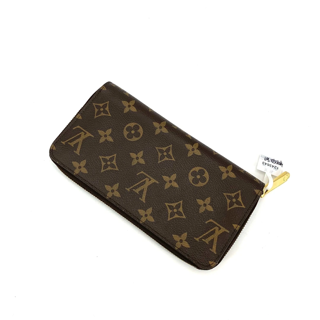 99新 LouisVuitton/路易威登 棕老花粉内里拉链钱包 尺寸20/10