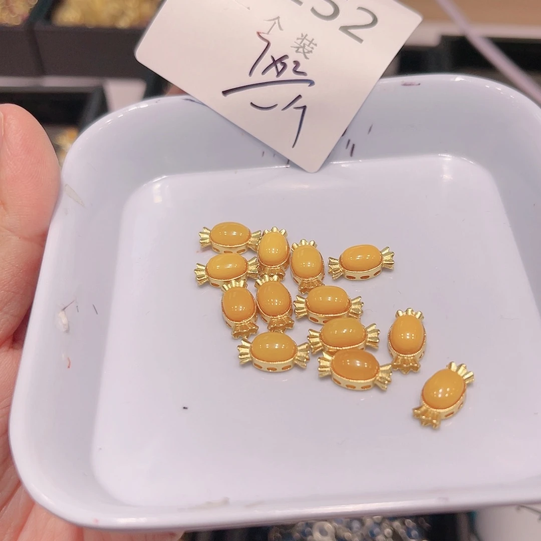 琥珀珠宝奇石银S925镀金镶嵌152