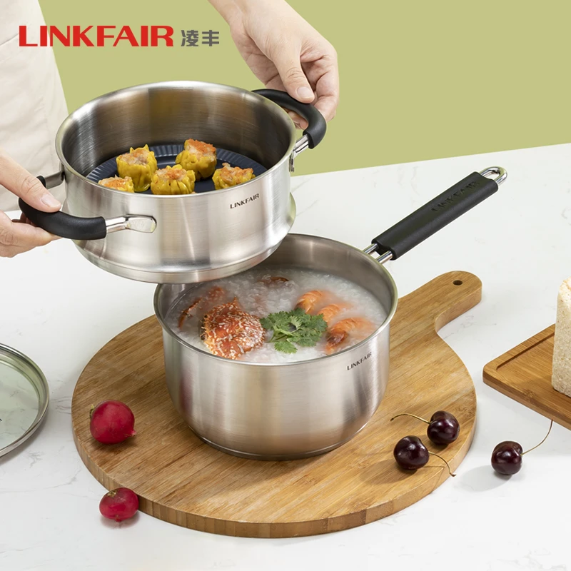LINKFAIR/凌丰不锈钢奶锅不粘锅家用辅食锅小锅煎煮汤锅通用