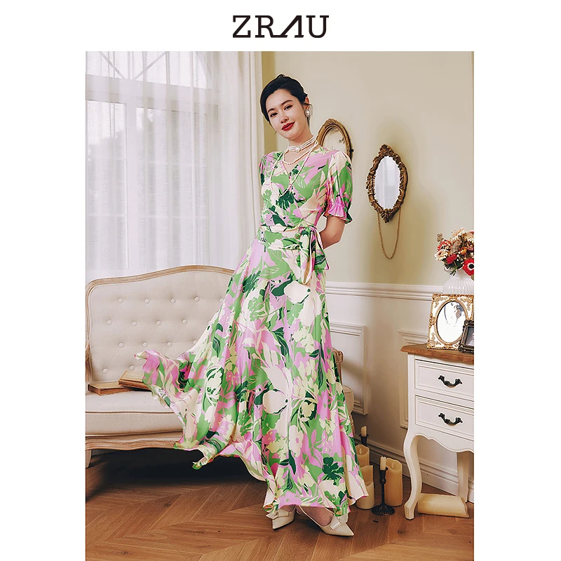 【达人专属】ZRAU高级艺术花卉法式度假风温柔连衣裙91180121982B