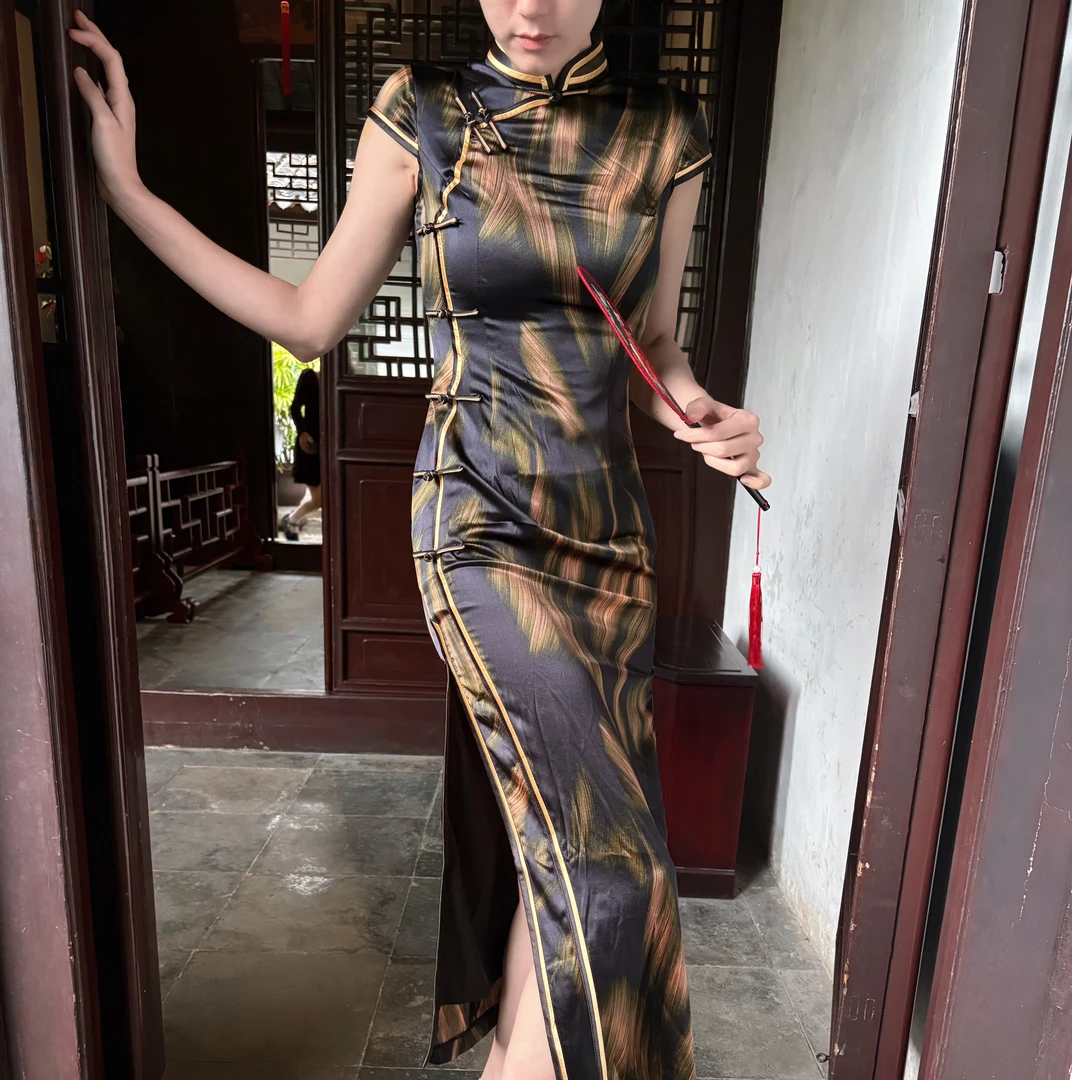 主播同款真丝桑蚕丝旗袍