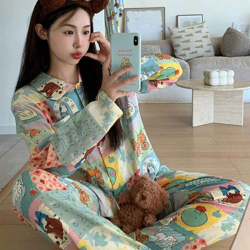 【故事格子】2024年春秋新款故事格子睡衣长袖可外穿家居服套装