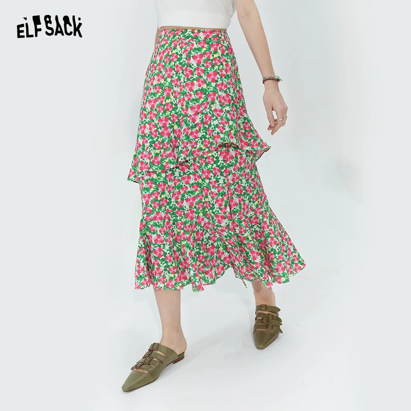 妖精的口袋 蝴蝶结宣言 荷叶边a字碎花半身裙女2024夏季新款森系