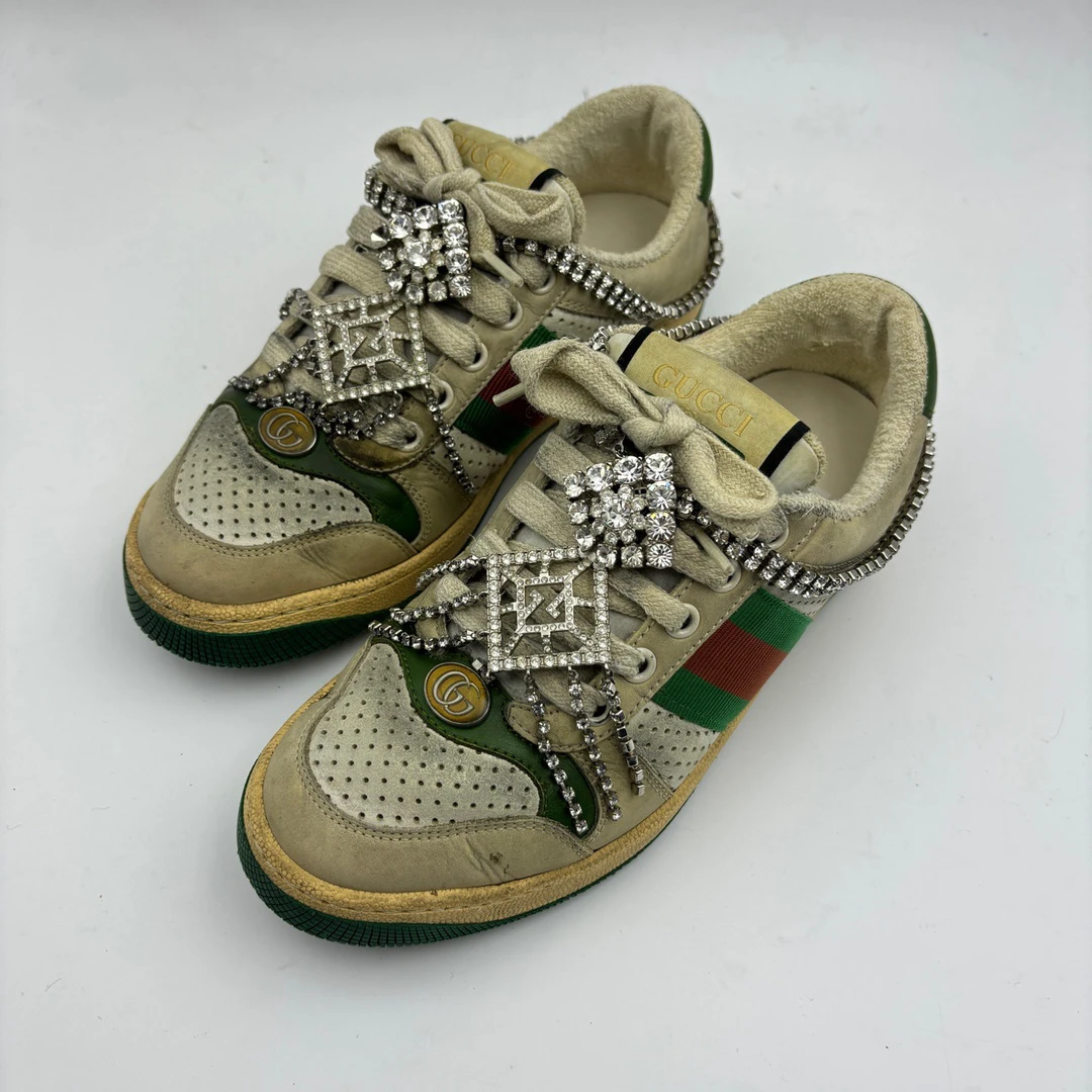 90新 GUCCI/古驰 35.5码/gucci古驰水钻板鞋/无盒/9新