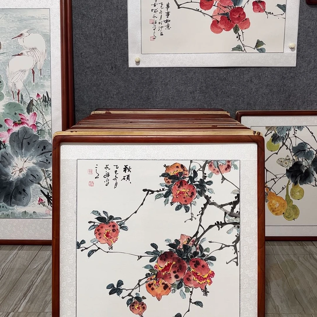 国画书画作品带框63×63