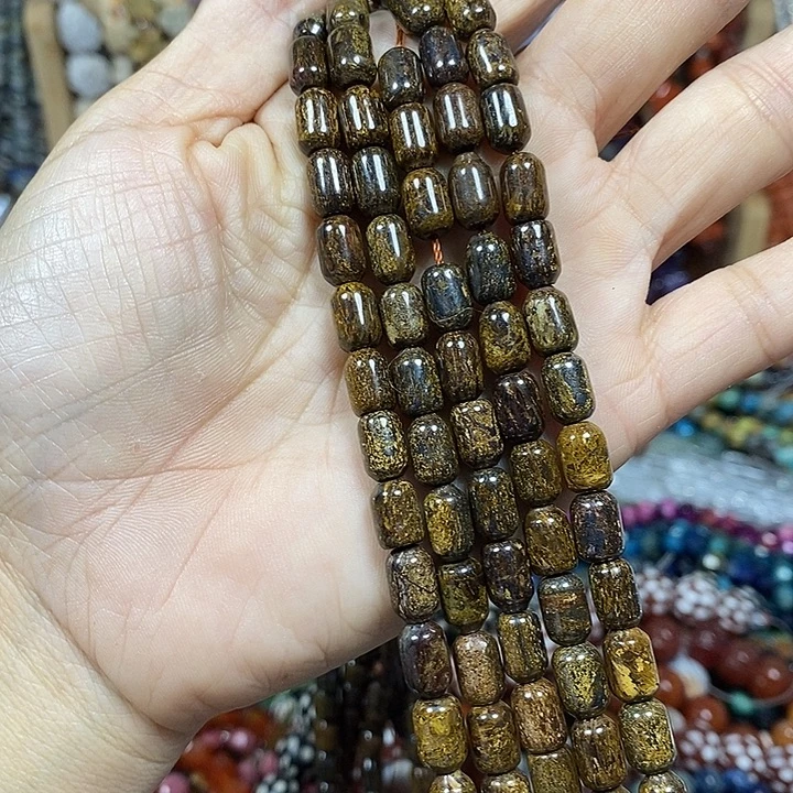 玛瑙/玉髓未镶嵌珠宝半成品天然古铜灰啦6*9mm短条