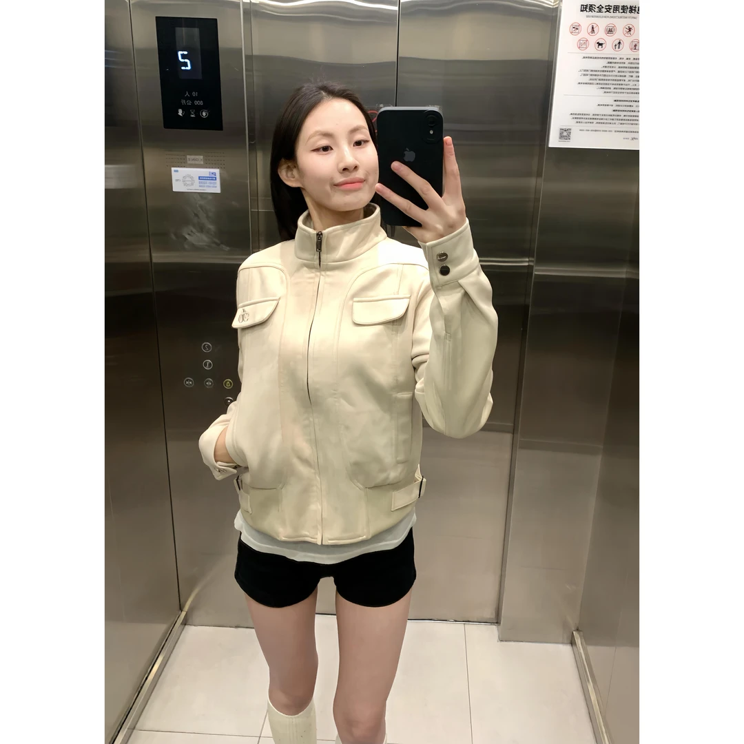 美式复古短款机车夹克外套女早秋新款韩系百搭休闲修身上衣