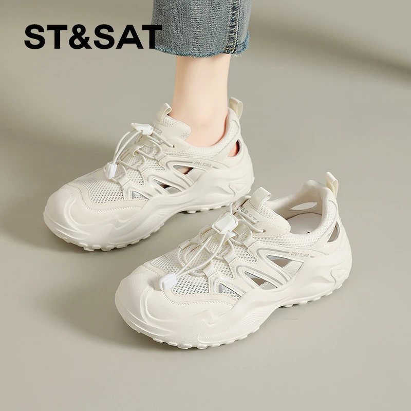 星期六溯溪鞋女款2025新款夏季薄款网面透气户外登山鞋轻便徒步鞋