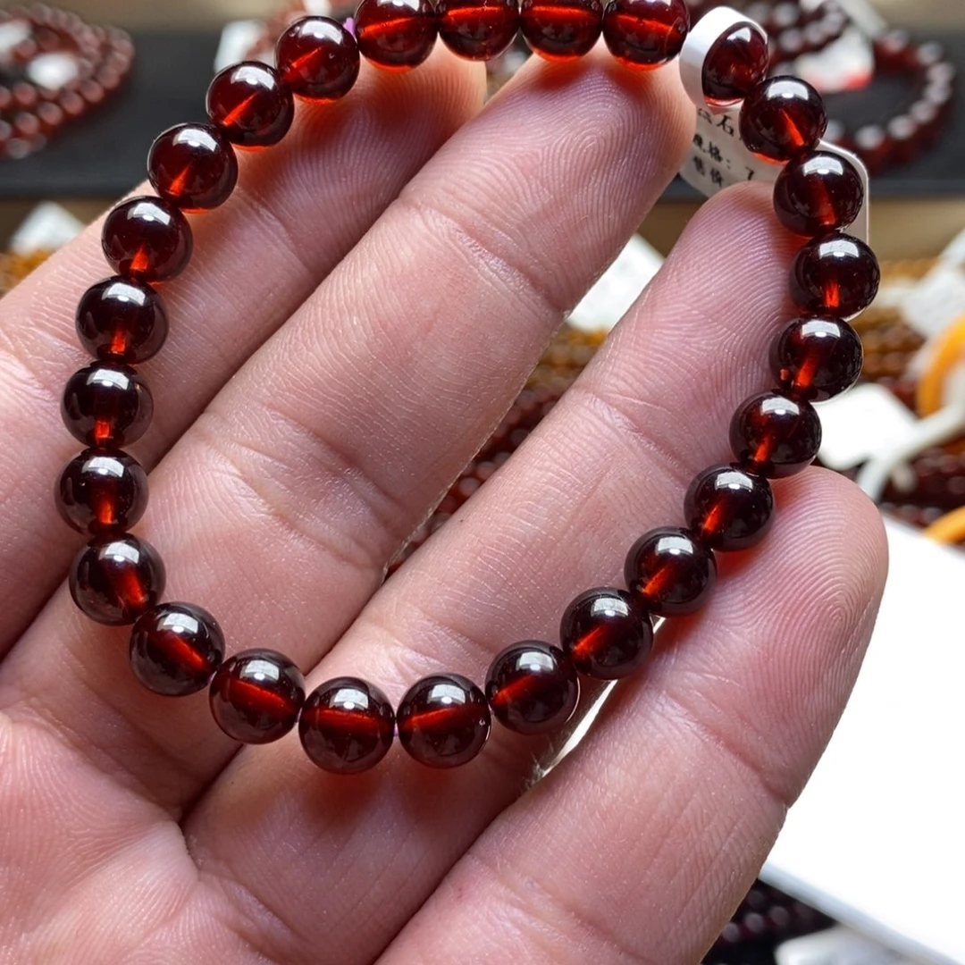 手链石榴石未镶嵌7mm血 珀红