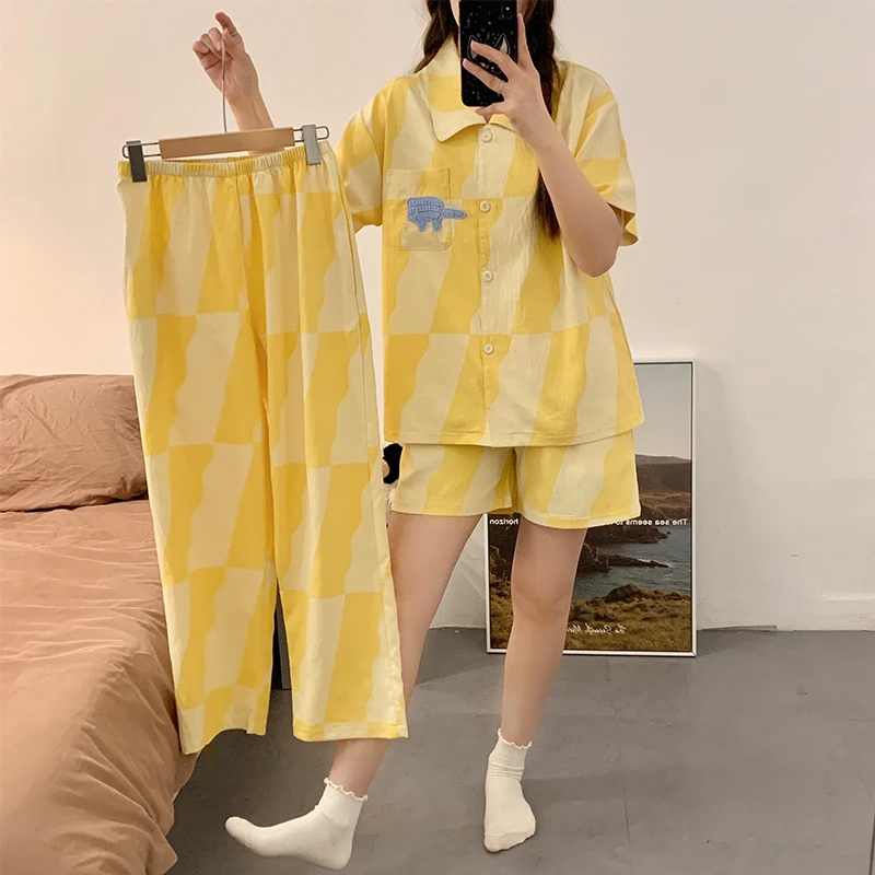 奶酪小象睡衣女2025春秋季云朵棉短袖日系可爱家居服可外穿夏款