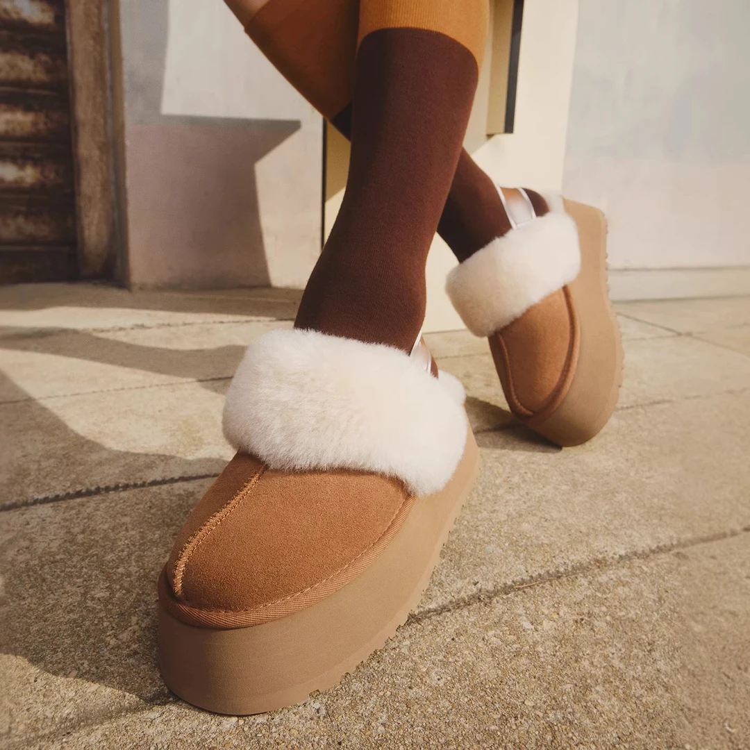 清仓【绑带星拖】桑坡雪地靴舒适柔软保暖防滑羊皮毛一体冬季时尚