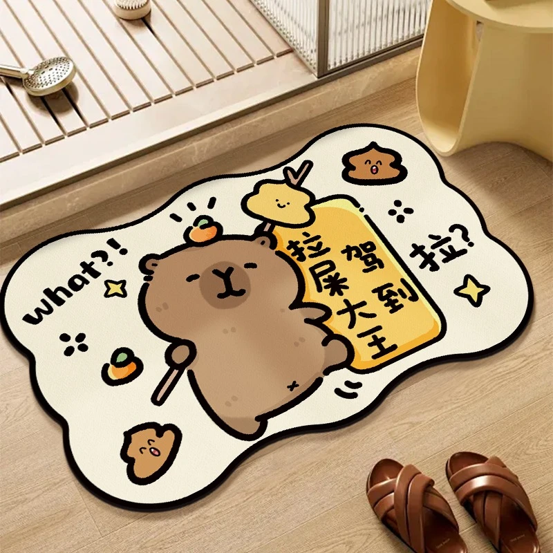 卡皮巴拉硅藻泥地垫卫生间脚垫浴室浴缸吸水防滑厕所门口速干门垫