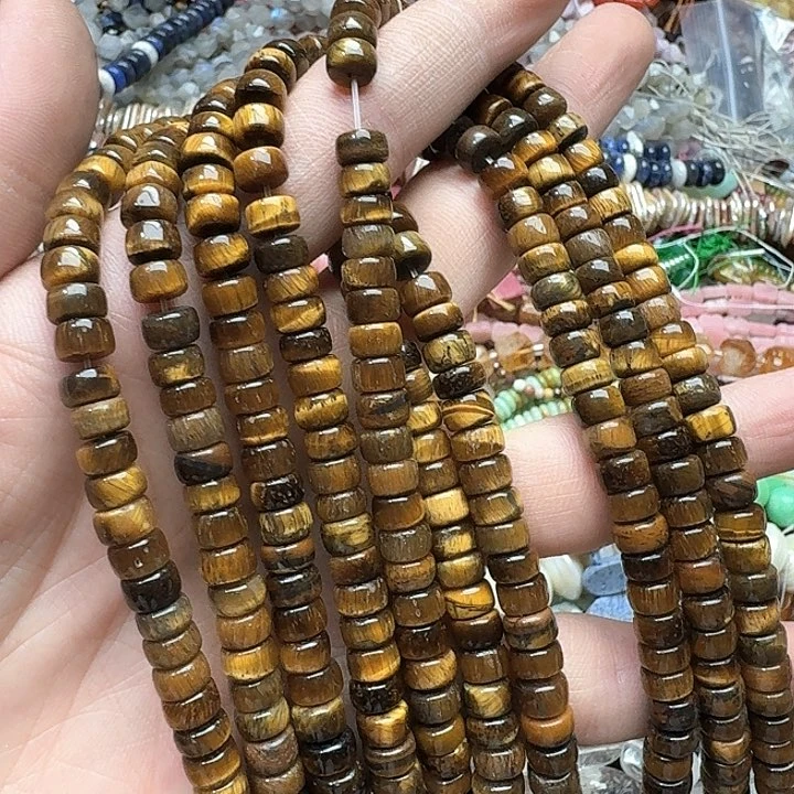 合金玛瑙/玉髓珠宝半成品一条7mm虎眼剁珠