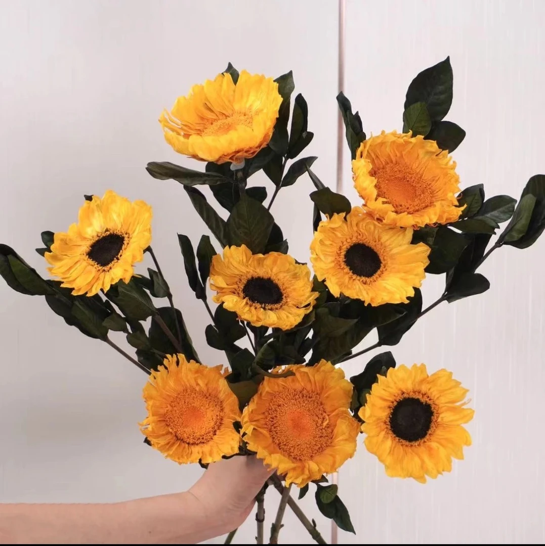 【梵高向日葵】永生花向日葵玄关电视柜家居摆件斗柜真花装饰