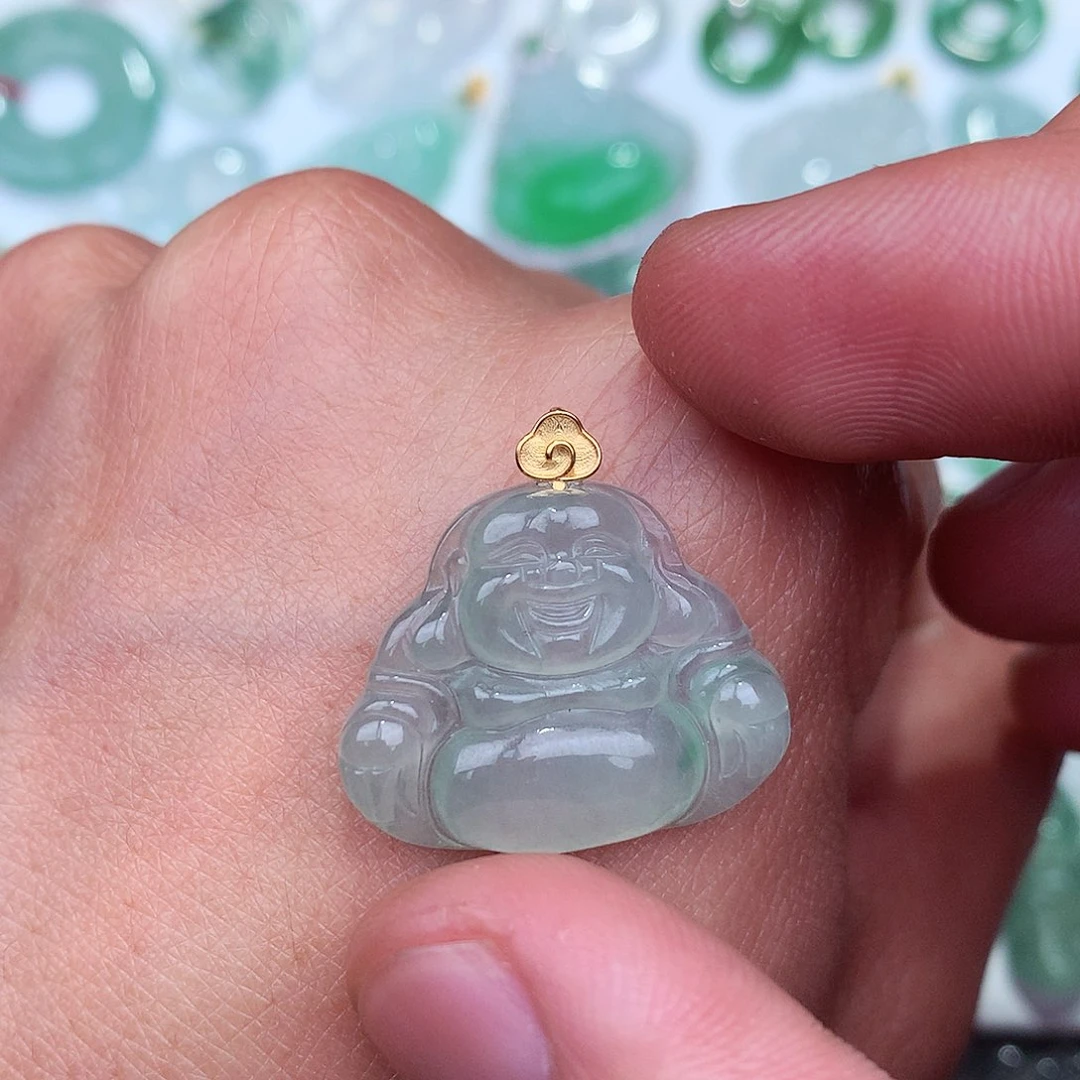 翡翠吊坠(不含链)18K金镶嵌