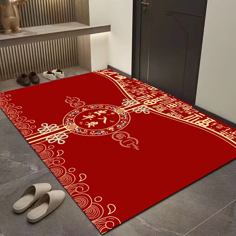 中国结福字款 门厅玄关地毯地垫水晶绒家用入户门垫喜庆中式