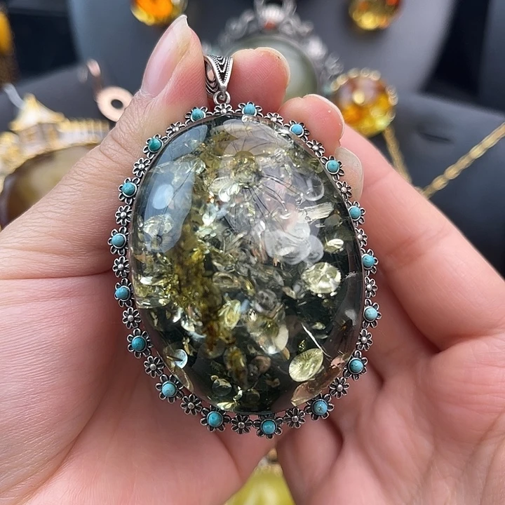 琥珀银S925镶嵌裸石