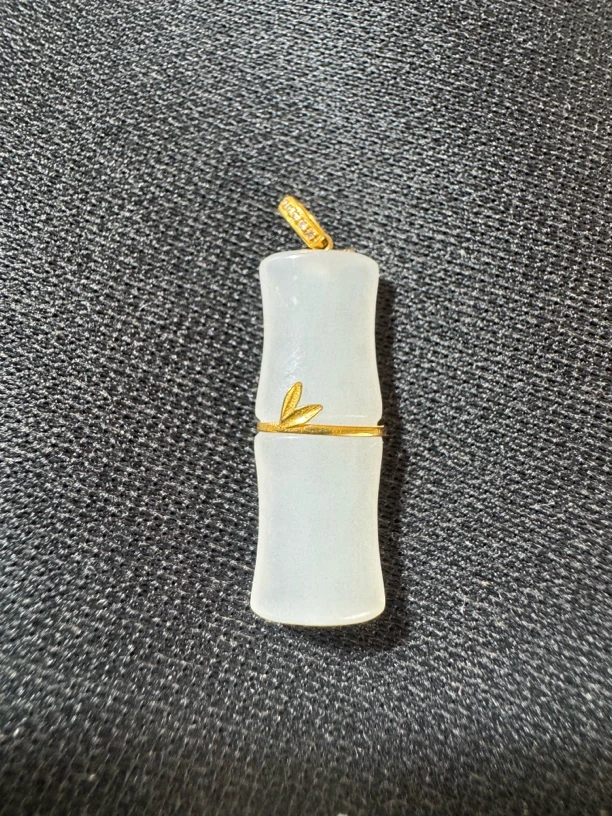 和田玉白玉18k挂件节节高生日礼物