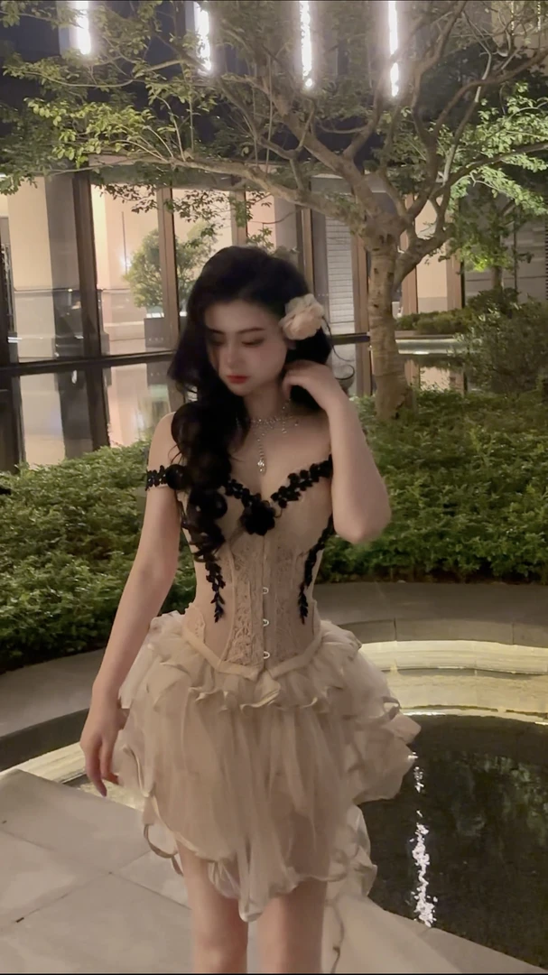 TIANSHA- 高级感名媛生日party小礼裙重工鱼骨上衣不规则公主裙