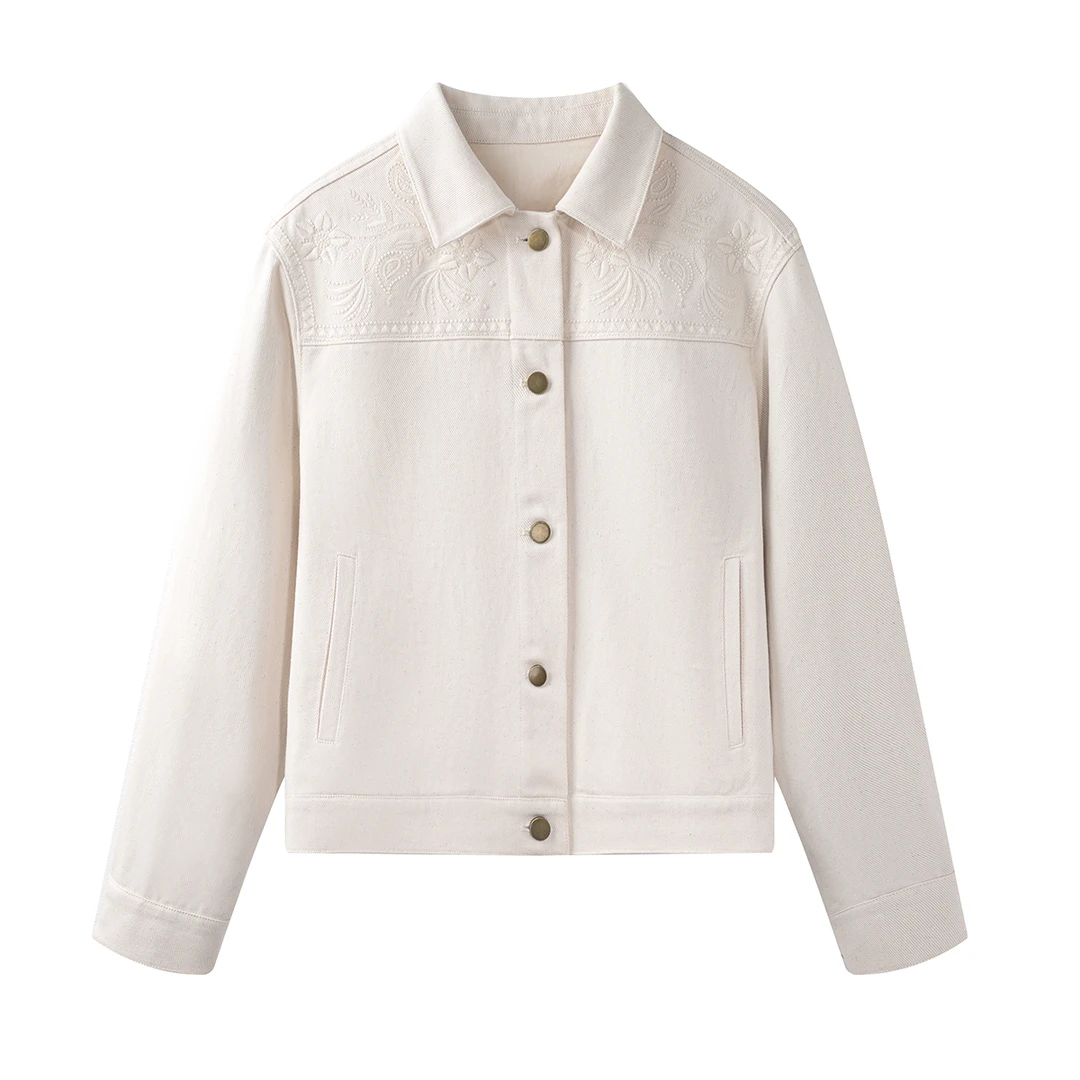 Childe Yao万针刺绣牛仔外套清新减龄百搭外套女早秋  CYC51061W