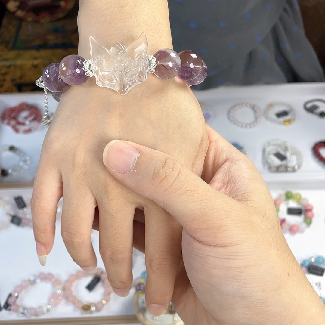 水晶手链银S925镀金镶嵌