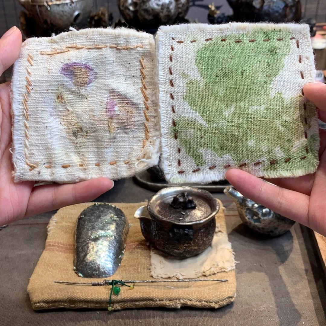 手工制作 三层柿染茶垫