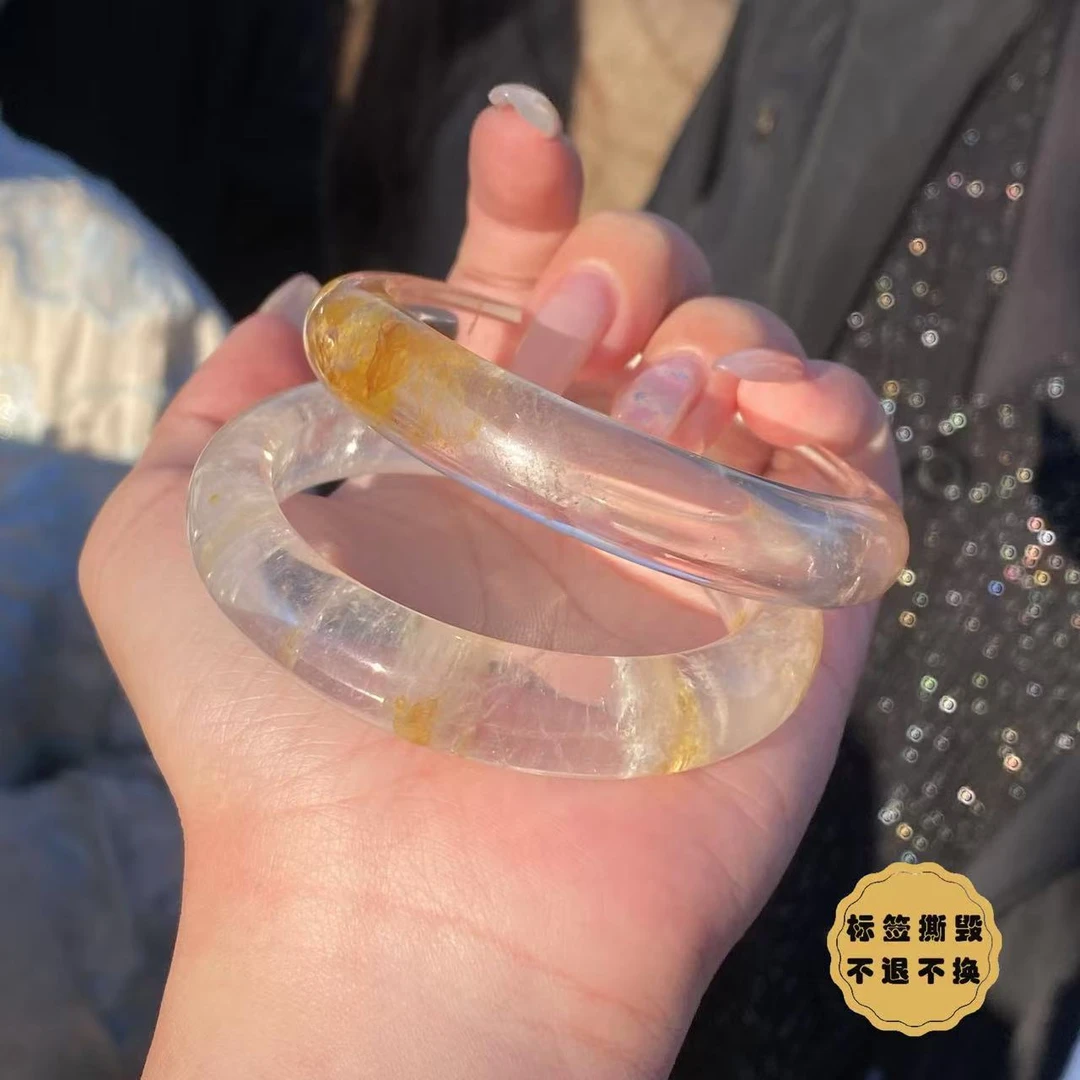 【小北珠宝】胶花水晶宽条手镯圈口52-62【多样性发一件】25-WL60X255