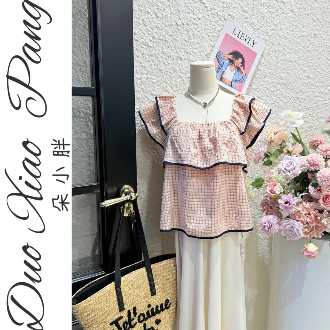 加大加宽堆堆衫lulu风韩系衬衫女飞飞袖遮肚子显瘦上衣5122