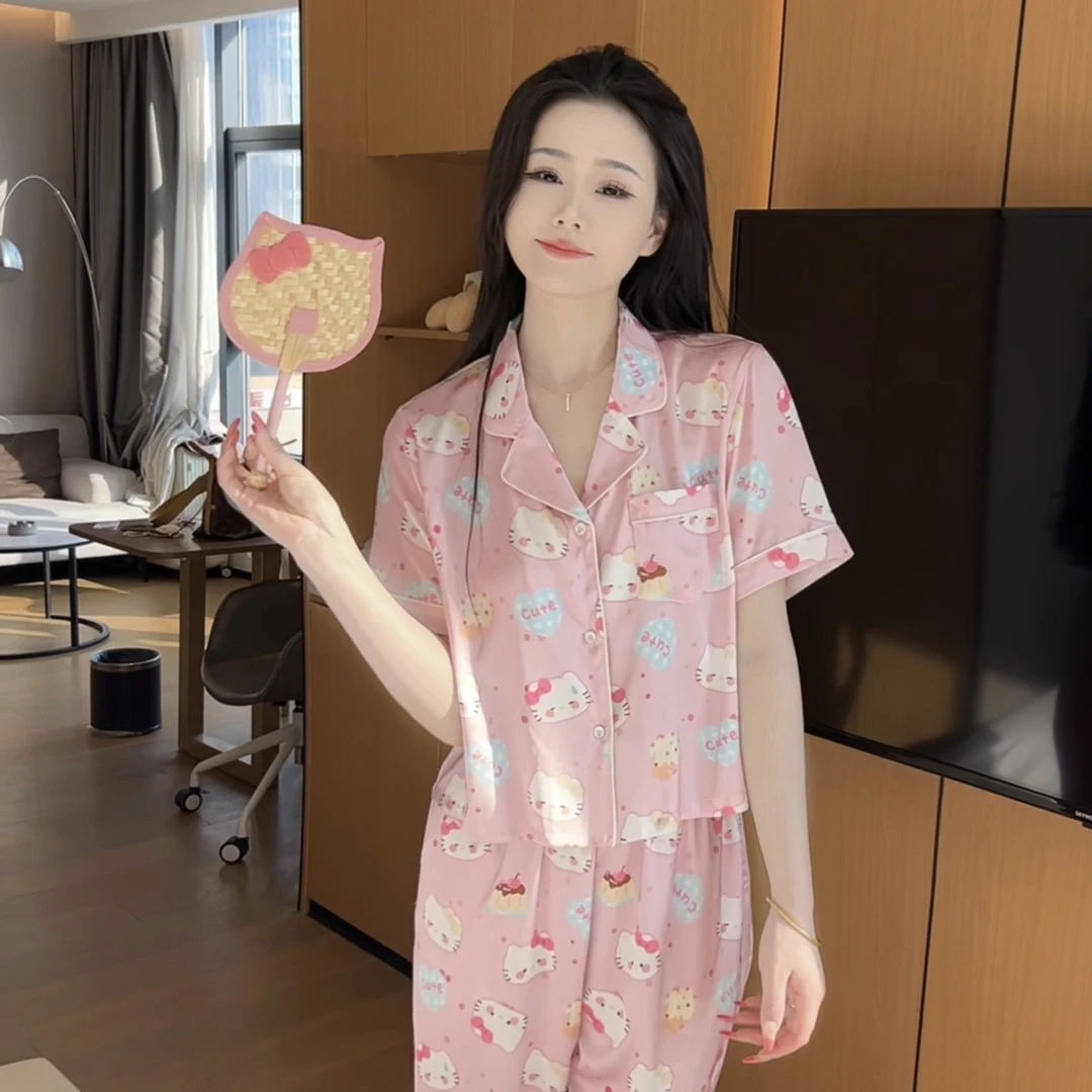 夏季气质短袖长裤显瘦可爱显白高级感睡衣女家居服可外穿休闲套装