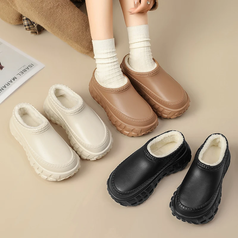 防水棉拖鞋女款冬季2025新款加绒保暖包跟外穿轮胎底防滑勃肯棉鞋