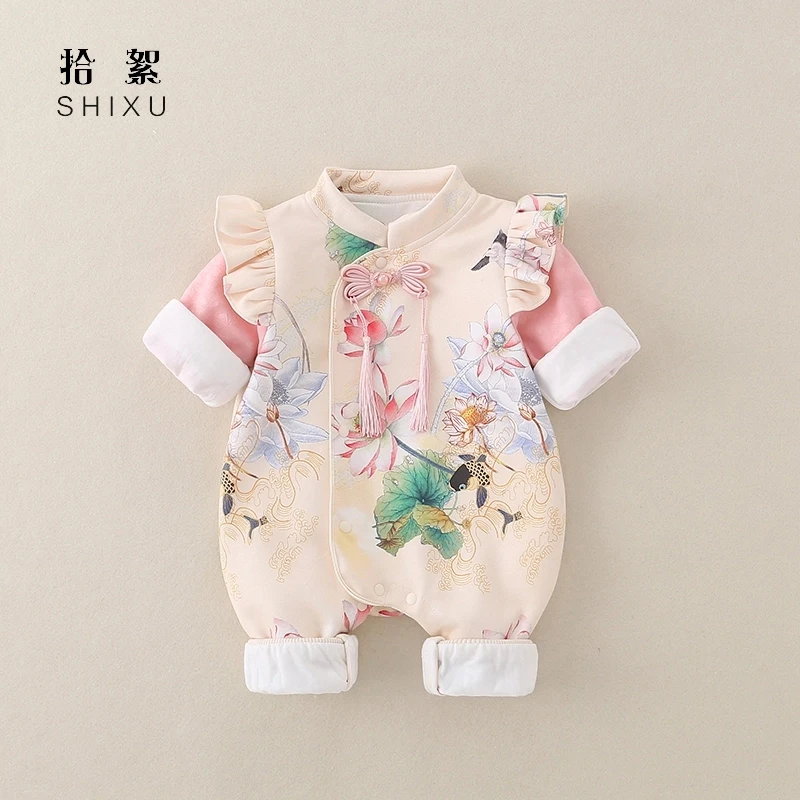 新生婴儿衣服春装女宝宝公主连体衣可爱哈衣超萌旗袍周岁礼服汉服