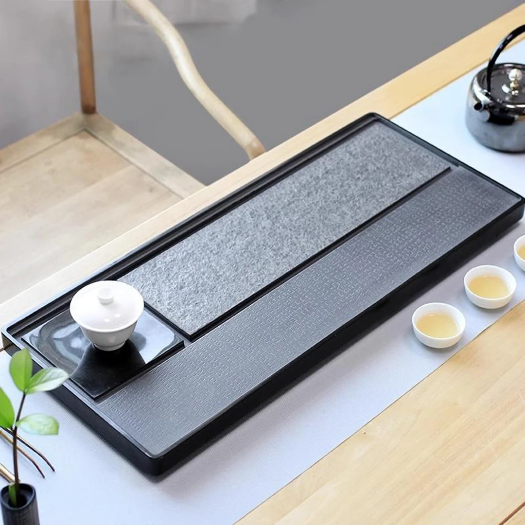 天然整块乌金石茶盘新款高端家用石头茶台办公室简约茶海桌面专用